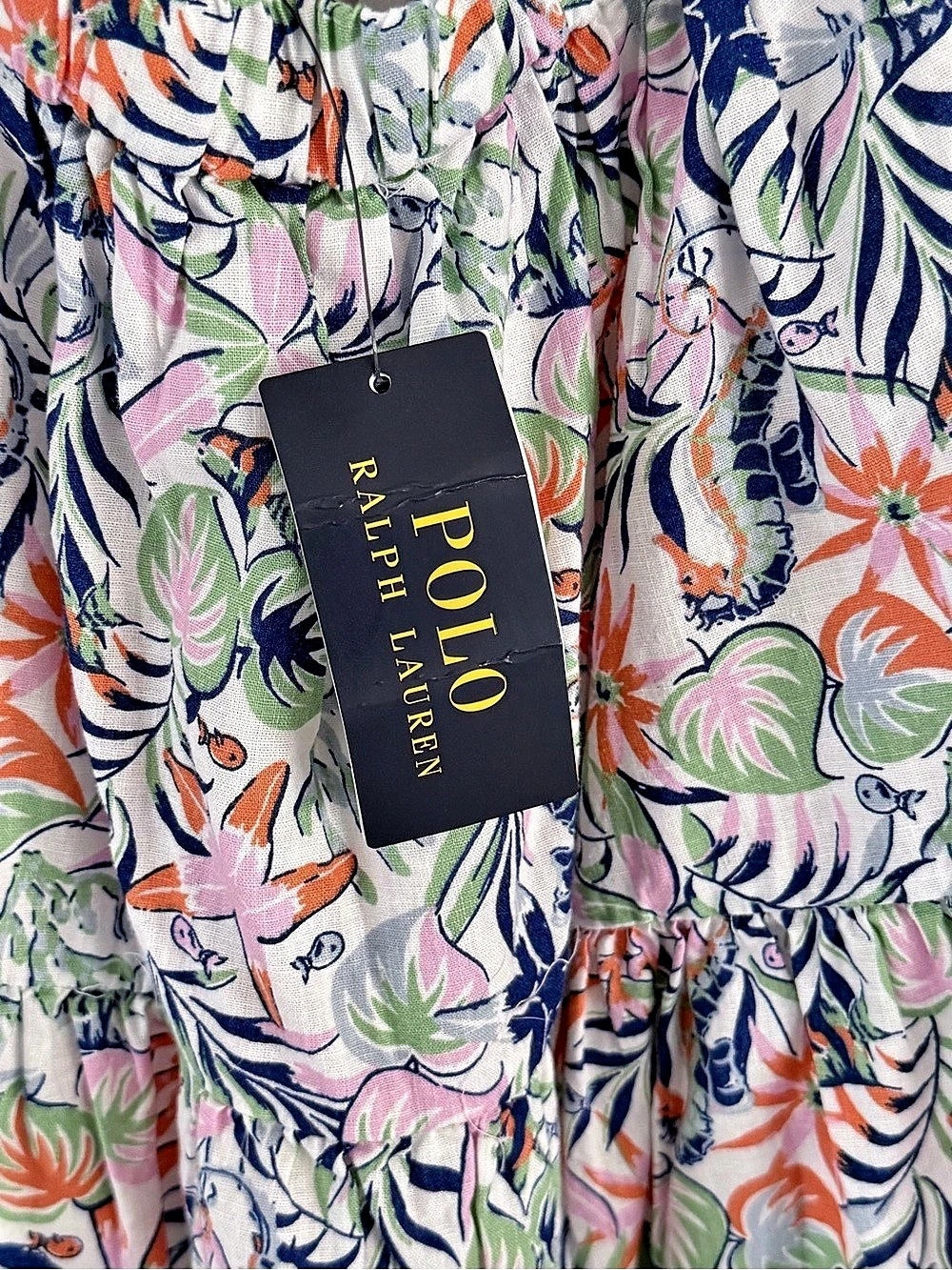 Polo Ralph Lauren Floral Mini Dress in White & Pink Size 7 NWT